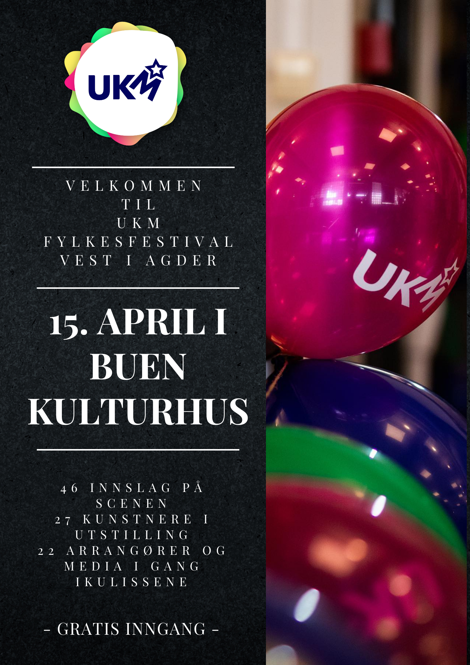 UKM fylkesfestival invitasjon med ballonger